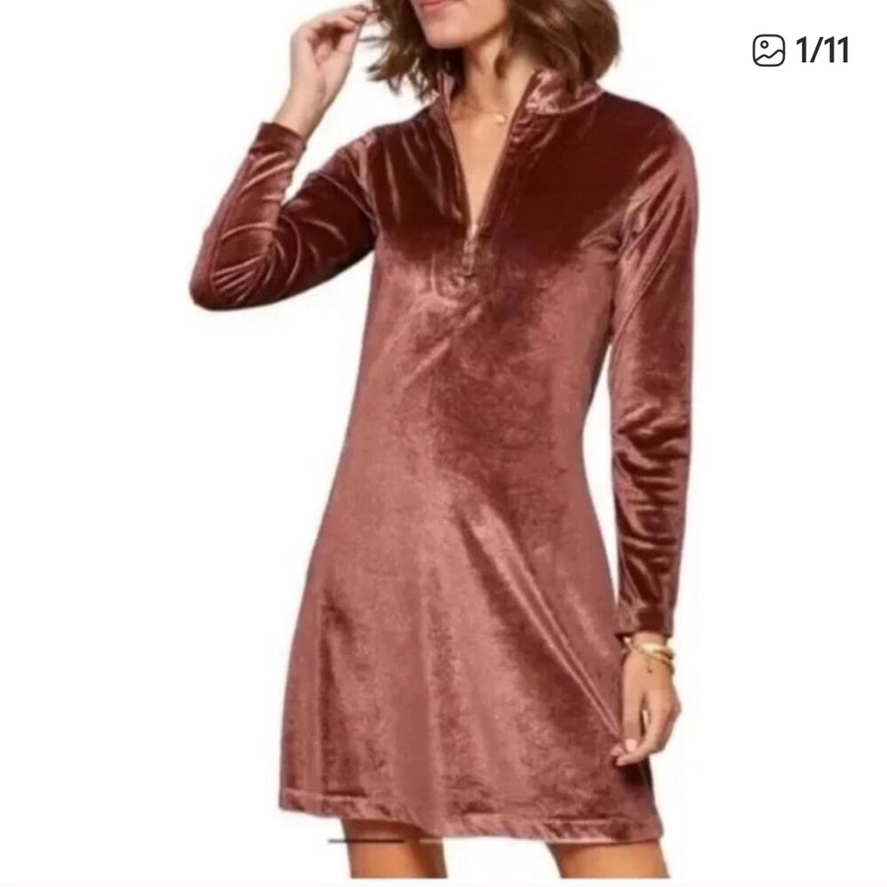 NWOT- Spartina 449 Nora Dress in Chocolate Bordeaux Stretch Velvet